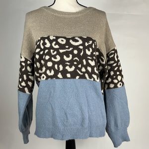 Byron Bay NWT brown leopard color block sweater - size Medium